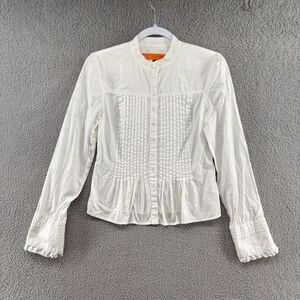 Cynthia Steffe White Pintuck Blouse - Size 4 - Feminine Boho Chic
